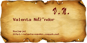 Valenta Nándor névjegykártya